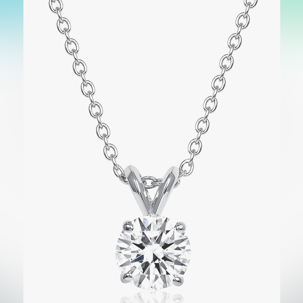 4 Carat Round Moissanite Solitaire Pendant Necklace in 14k Gold